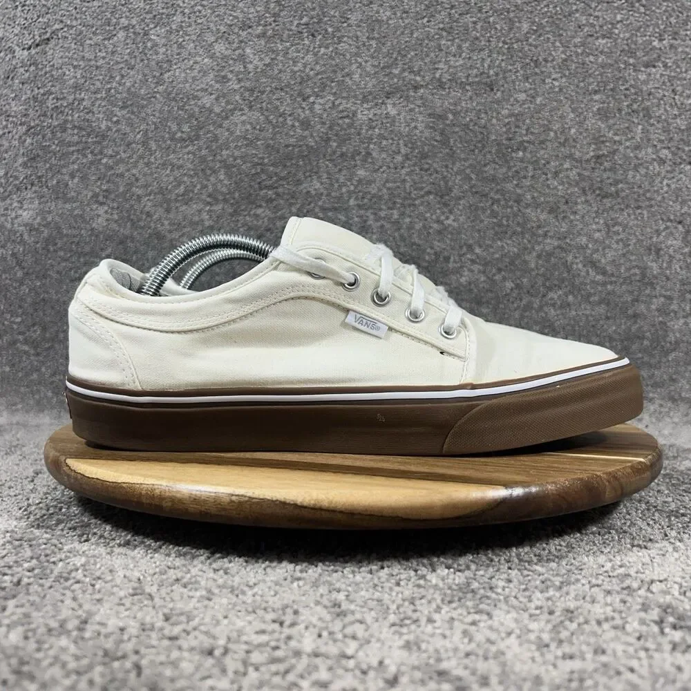 VANS Chukka Low Men’s Sz 11.5 White Canvas Gum Casual Athletic Skate Shoes Used
